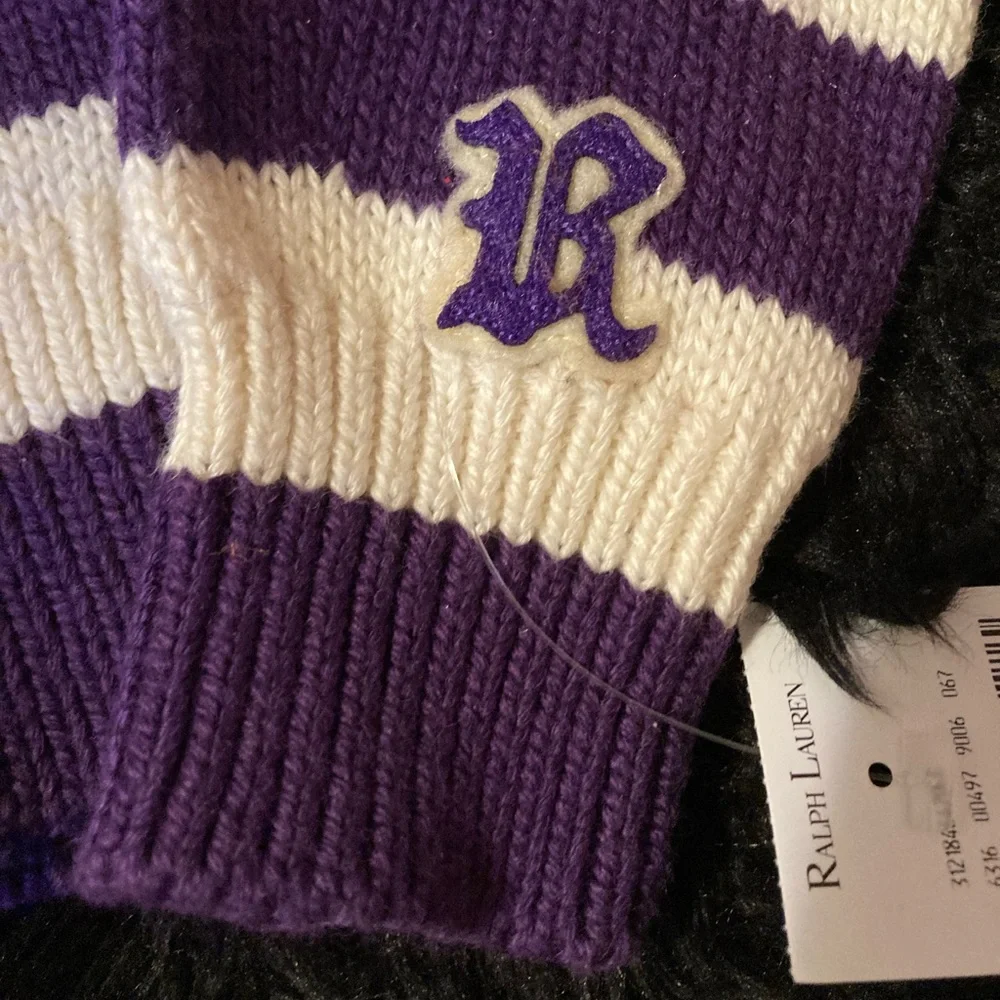 Ralph Lauren Purple & Ivory Knit Gloves